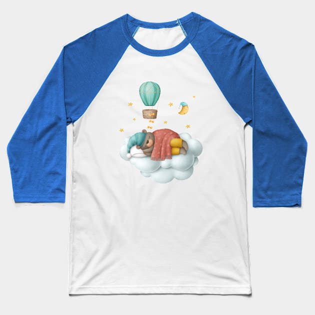 Dreaming bear on the cloud Baseball T-Shirt by KOTOdesign